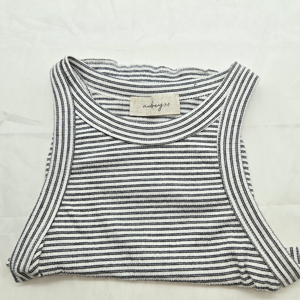 Audrey 3+1 Monochrome Black And White Striped Tank Top Size S